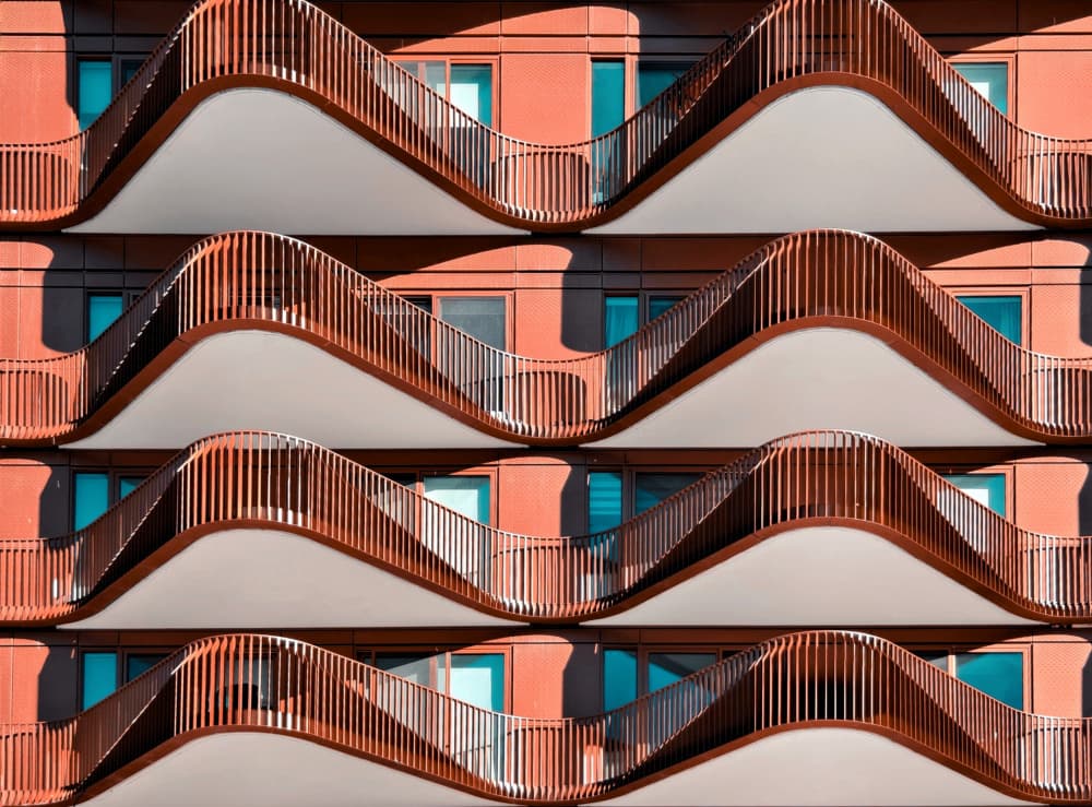 Wavy Balconies Building by Jasmine Zhang — canvas wall art