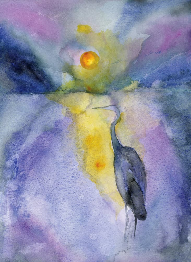 Ethereal Heron Reflection by RodMacIver — canvas wall art