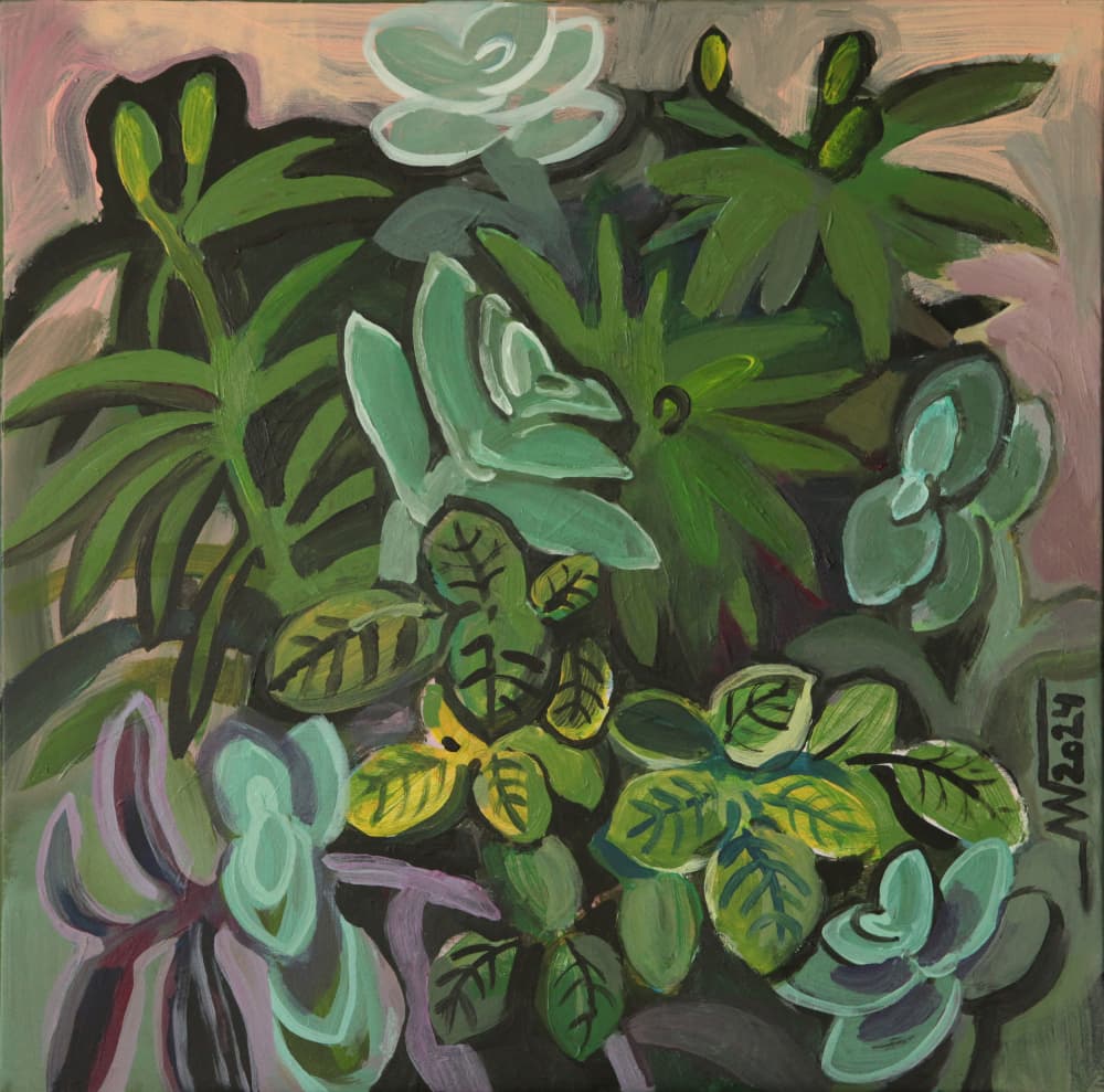 Modern Green Plants by Marina Gorkaeva — canvas wall art