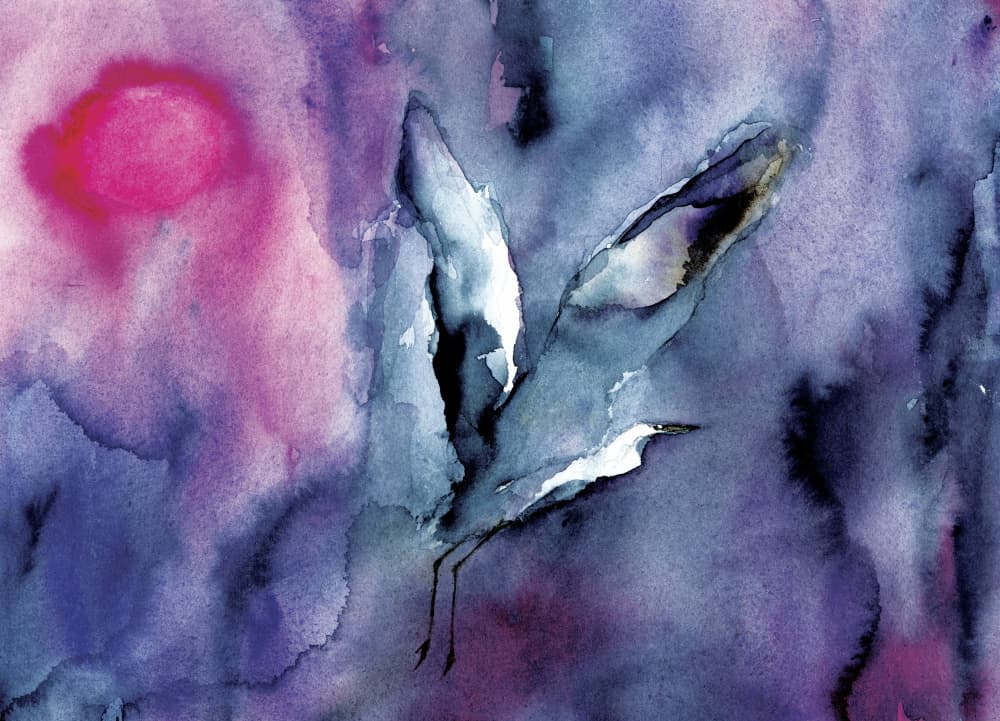 Ethereal Purple Bird Flight by RodMacIver — canvas wall art