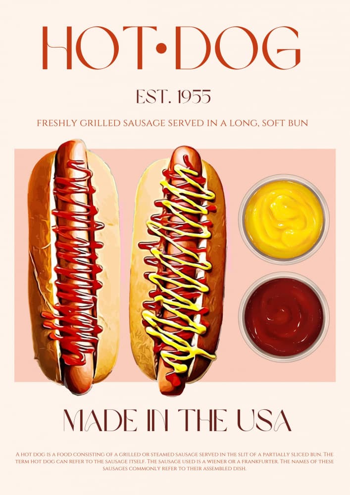 Classic Hot Dogs by Nazma Khokhar — canvas wall art