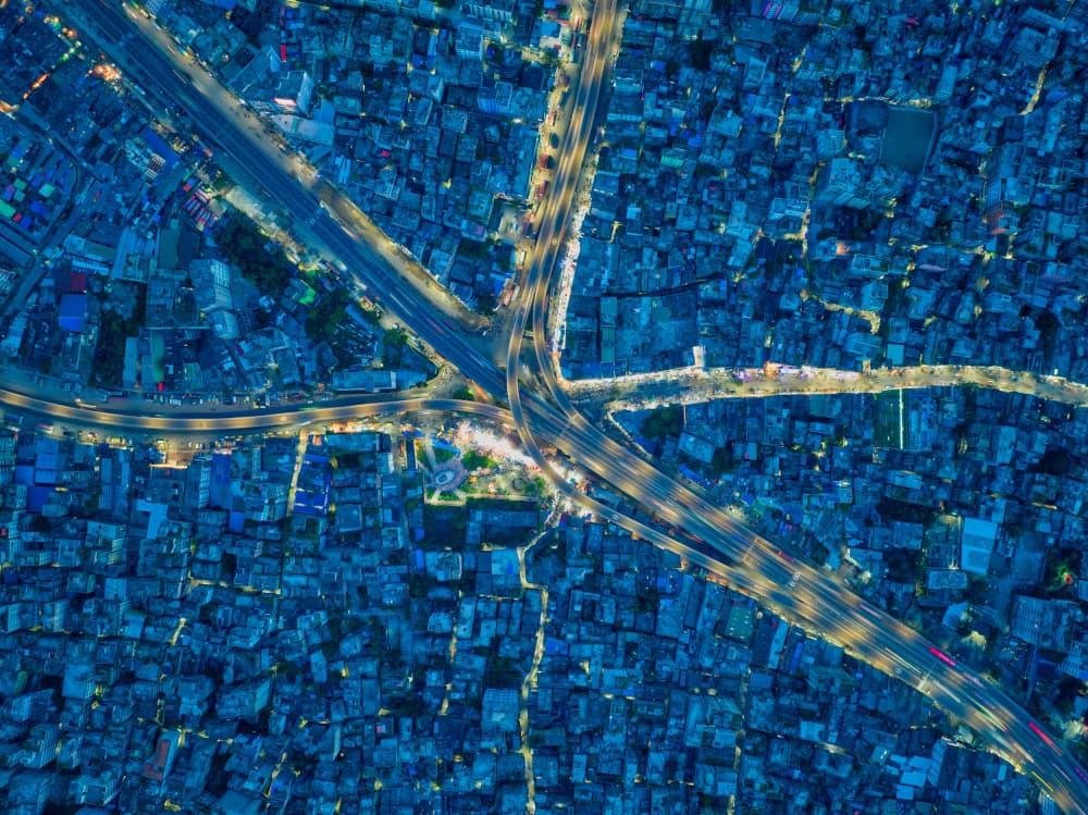 Aerial City Night Glow by Azim Khan Ronnie — canvas wall art