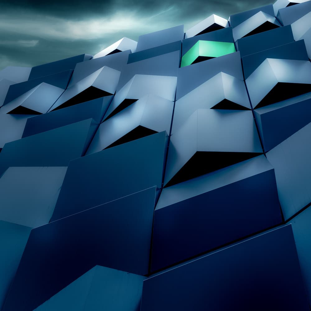 Abstract Blue Geometry by Marc Huybrighs — canvas wall art