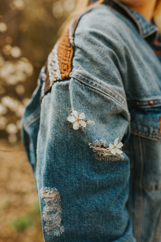 Spring Flowers On Denim by Javier Pardina — canvas wall art