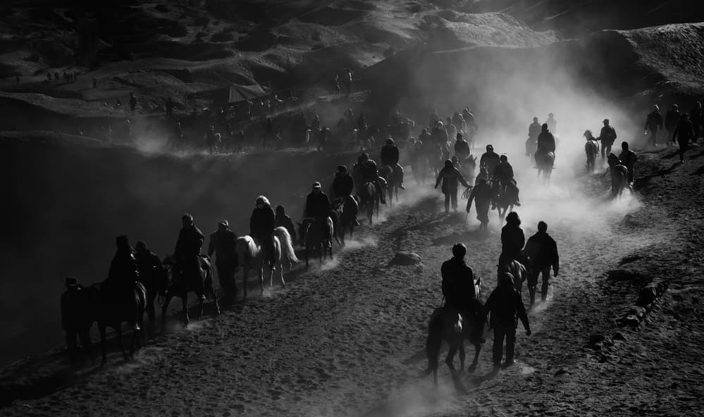 Horse Riders in Mountain Mist by C.S. Tjandra — canvas wall art