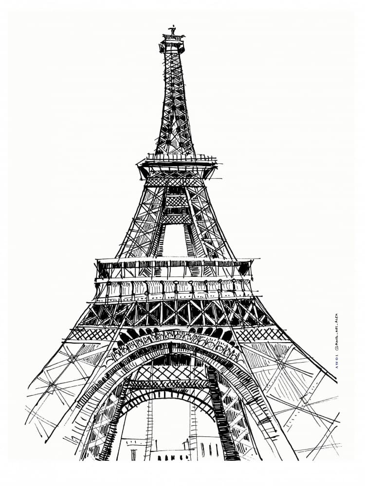 Eiffel Tower Illustration by Awol Art Alex — canvas wall art