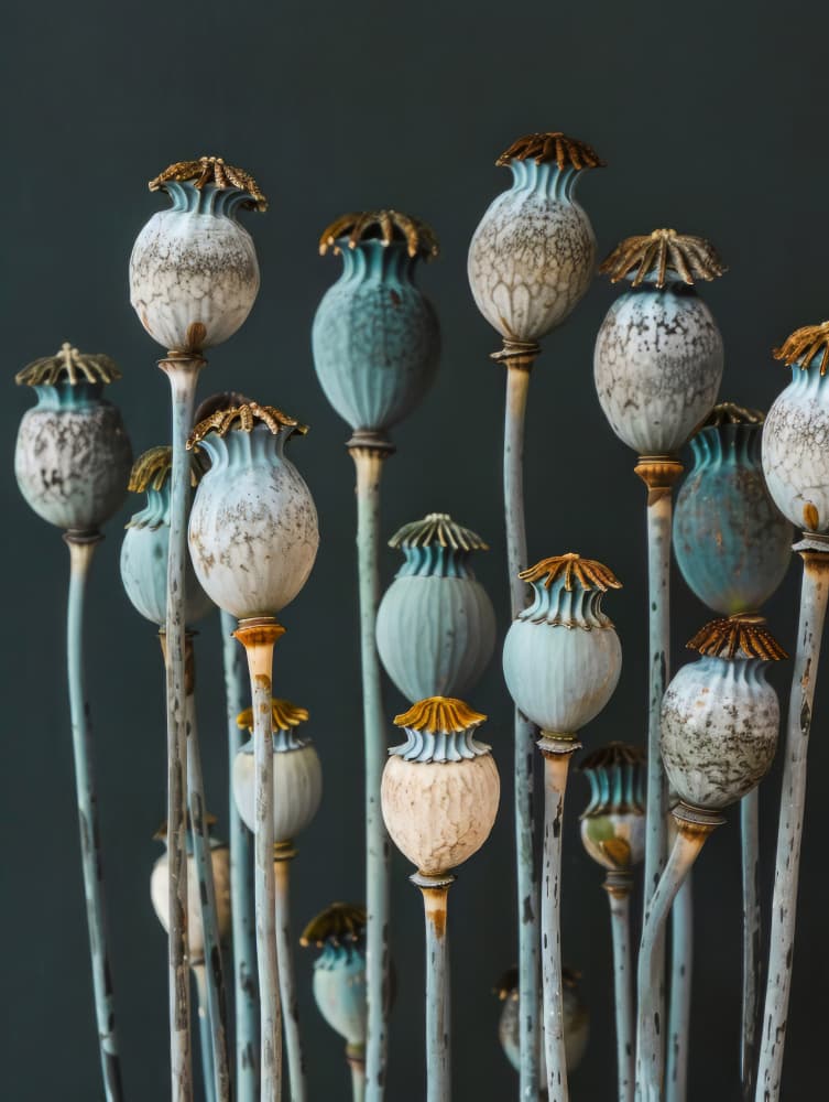 Muted Poppy Seed Heads by Bilge Paksoylu — canvas wall art