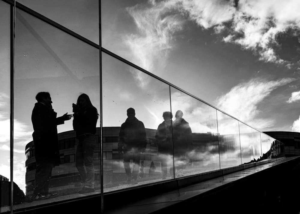 Reflected Street Scene by Andreas Timar — canvas wall art
