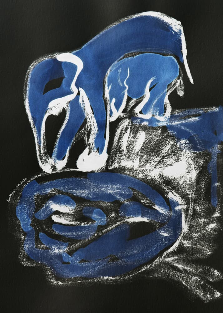 Blue Elephant Family by Santhosh ch — canvas wall art
