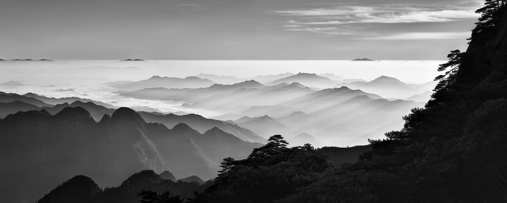 Misty Mountain Landscape by Mei Xu — canvas wall art