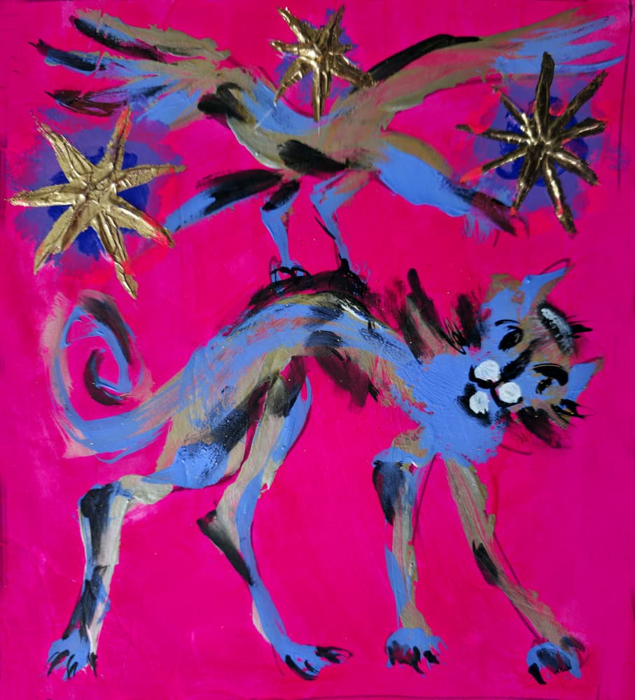 Magical Cat And Bird by Kanat Ibragimov — canvas wall art