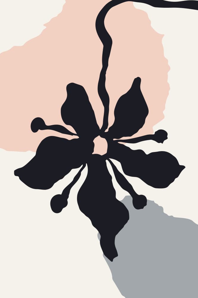 Abstract Black Floral Shape by Anna Rose — canvas wall art