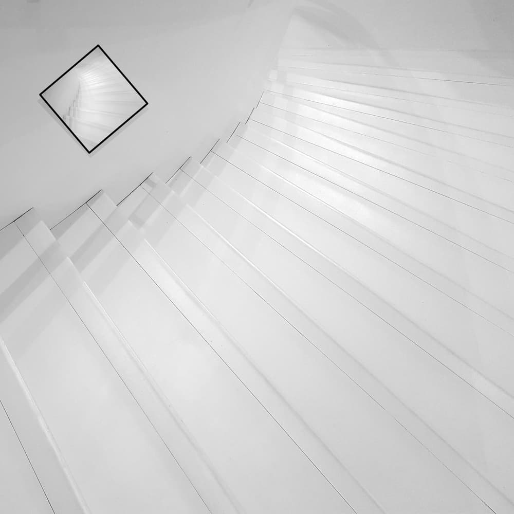 White Stairs Reflection by Huib Limberg — canvas wall art