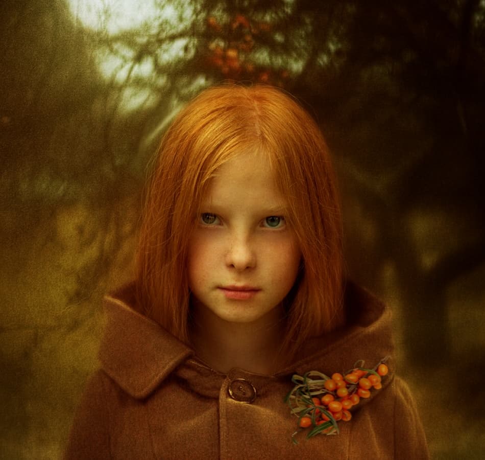 Autumn Redhead Girl by Svetlana Melik-Nubarova — canvas wall art
