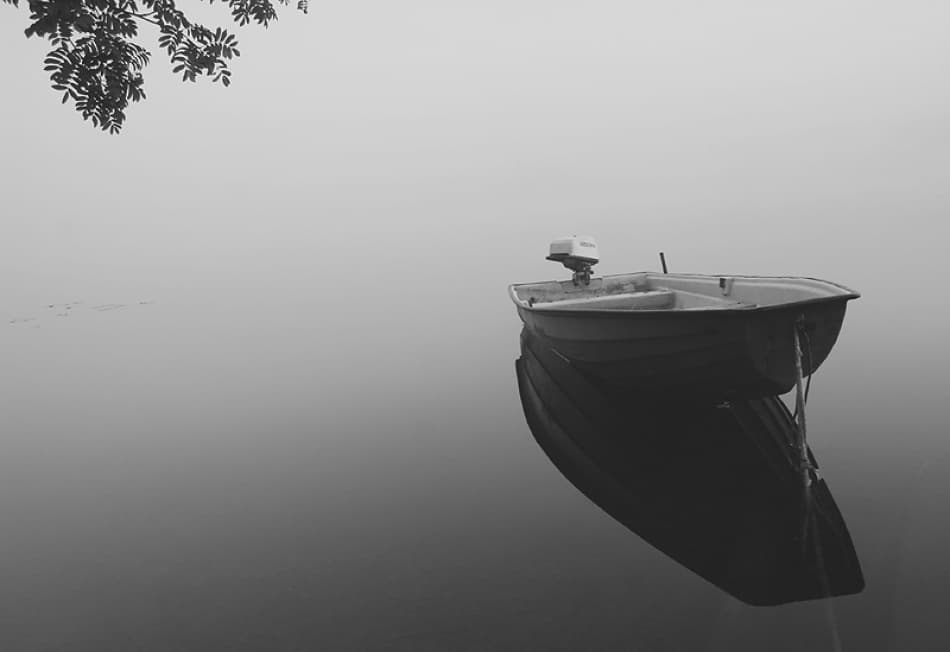 Lonely Boat In Fog by Bror Johansson — canvas wall art