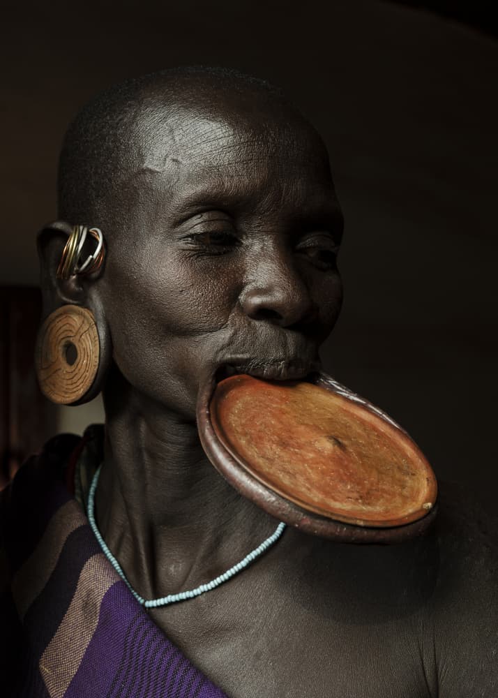 African Lip Plate Woman by Elena Molina — canvas wall art