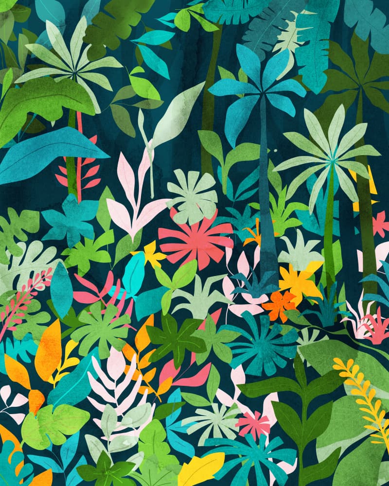 Vibrant Jungle Foliage by Uma Gokhale — canvas wall art