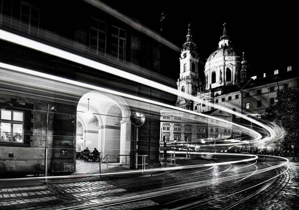 Historic City Light Trails by Kenneth-Wei Zeng — canvas wall art