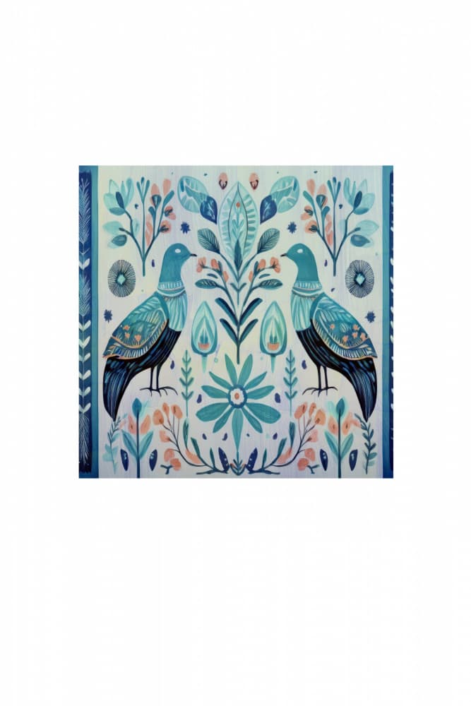 Symmetrical Folk Birds by casa cartissi — canvas wall art