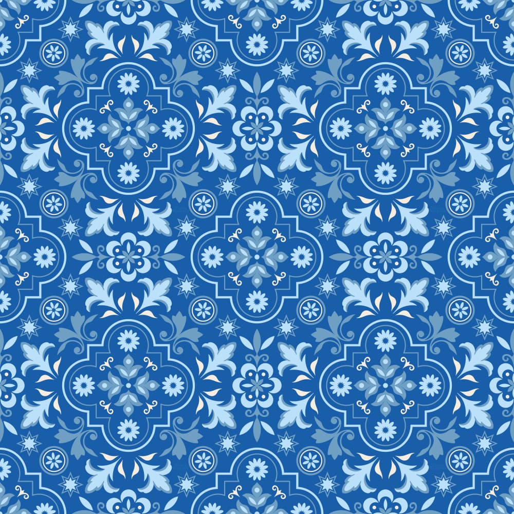 Ornate Blue Floral Design by Carrie Cantwell — canvas wall art