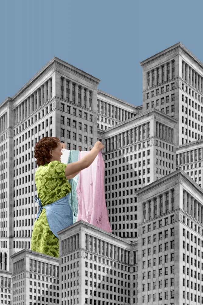 Urban Laundry Day by Marja van den Hurk — canvas wall art
