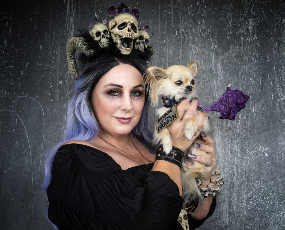 Gothic Woman and Dragon Dog by Daniel Springgay — canvas wall art