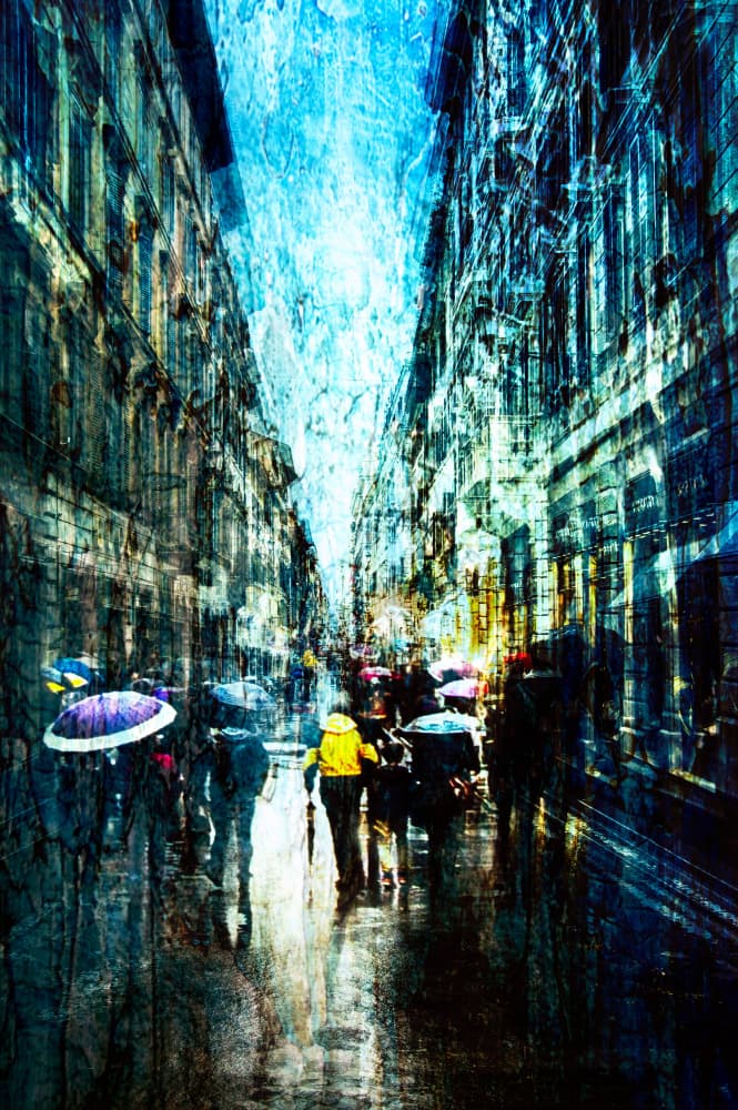 Rainy City Reflections by Nicodemo Quaglia — canvas wall art