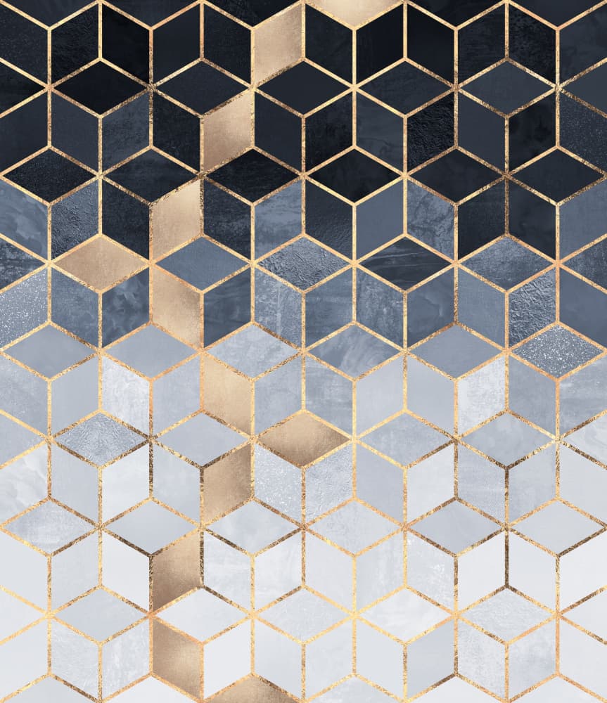 Abstract Gold Cubes by Elisabeth Fredriksson — canvas wall art