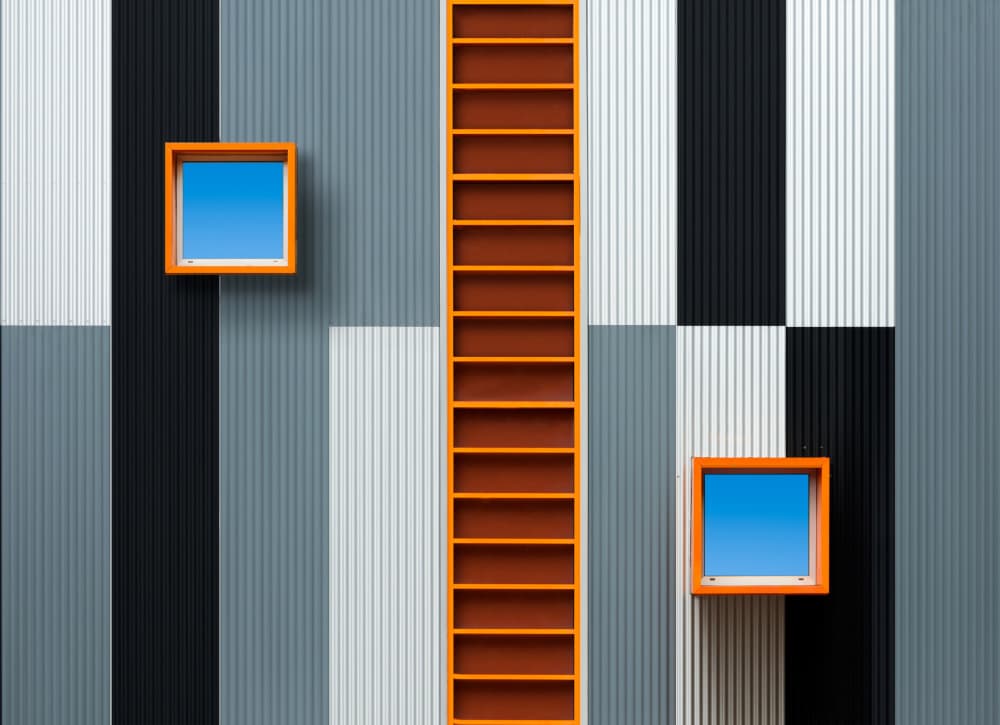 Orange Ladder Facade by Alfonso Novillo — canvas wall art
