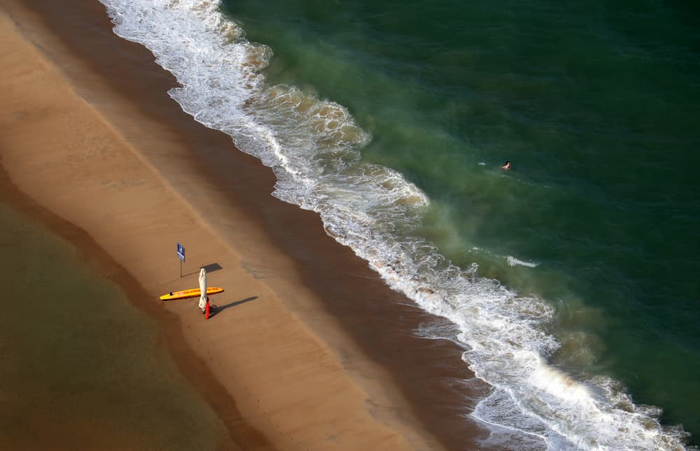 Beach Waves Aerial View by Hans-Wolfgang Hawerkamp — canvas wall art