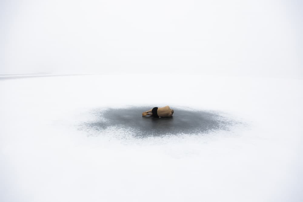 Isolated Figure on Ice by Leszek Paradowski — canvas wall art