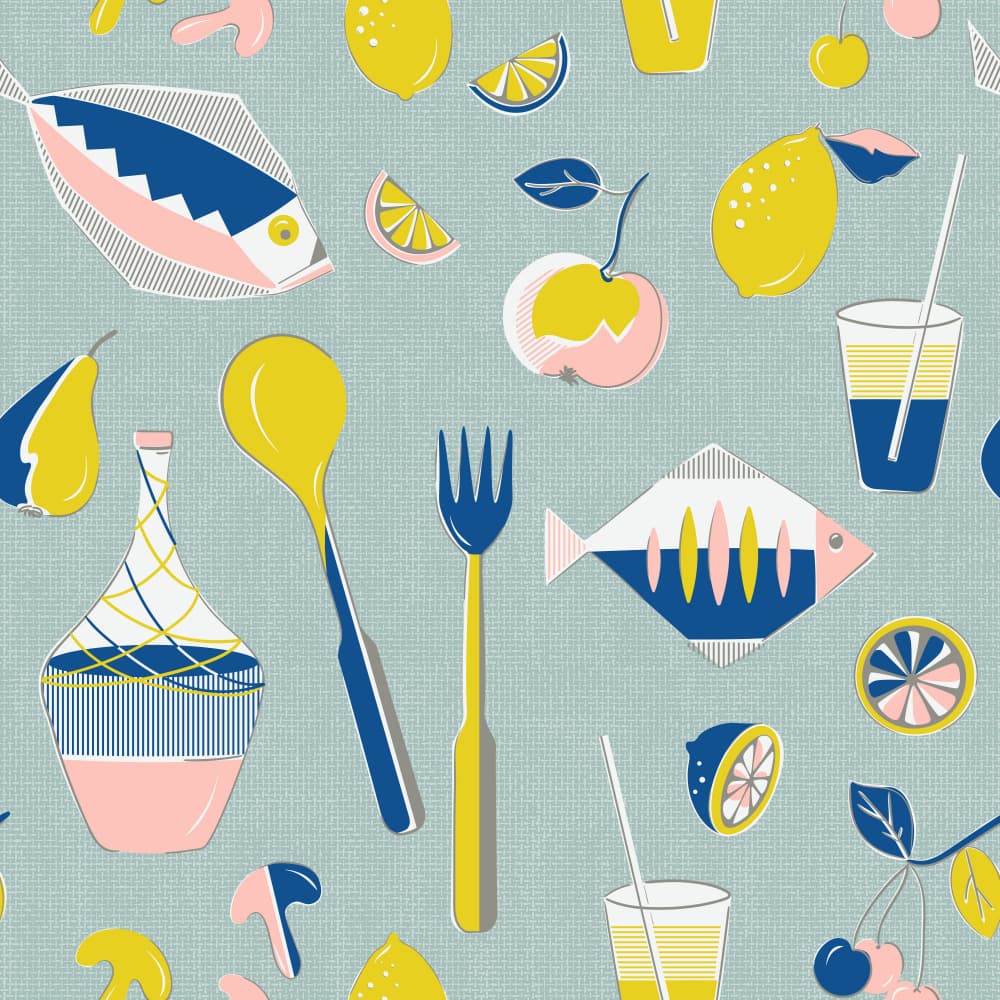 Colorful Food Pattern by Alexandra Weise — canvas wall art