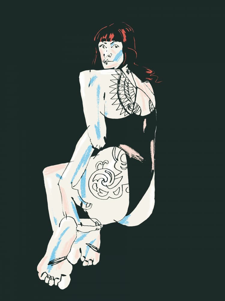 Elegant Tattooed Pose by Francesco Gulina — canvas wall art