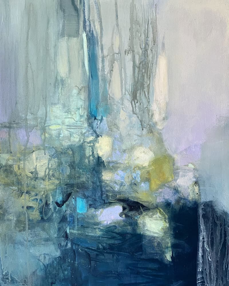 Blue Green Abstract Flow by Julia Purinton — canvas wall art