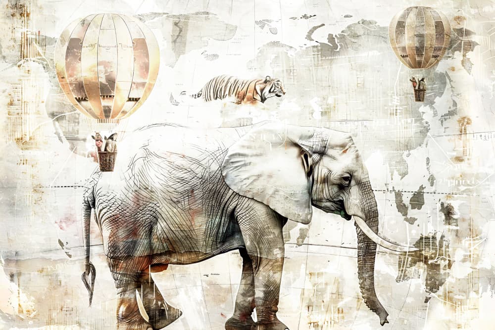 World Map Safari Adventure by Rafal Kulik — canvas wall art