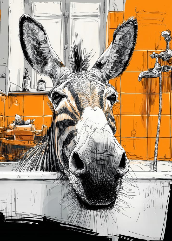 Zebra In The Bathtub by Justyna Jaszke — canvas wall art