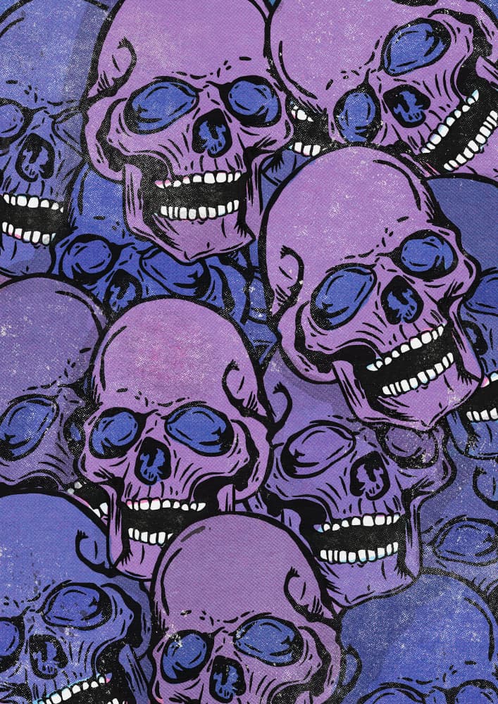 Purple Blue Skulls Pattern by Nicholas — canvas wall art