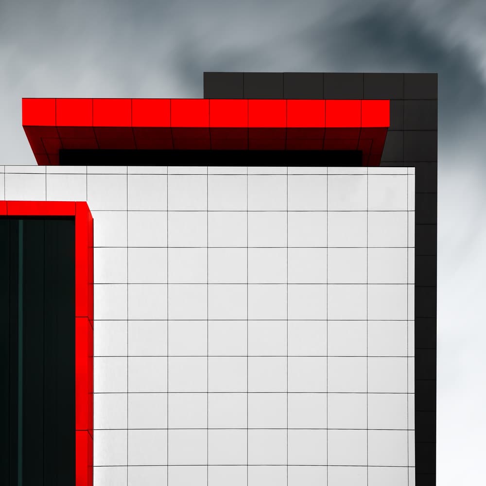 Modern Red Facade by Gilbert Claes — canvas wall art