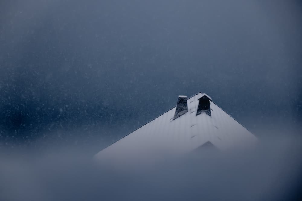 Snowy Roof Peak by Stephanie Kleimann — canvas wall art