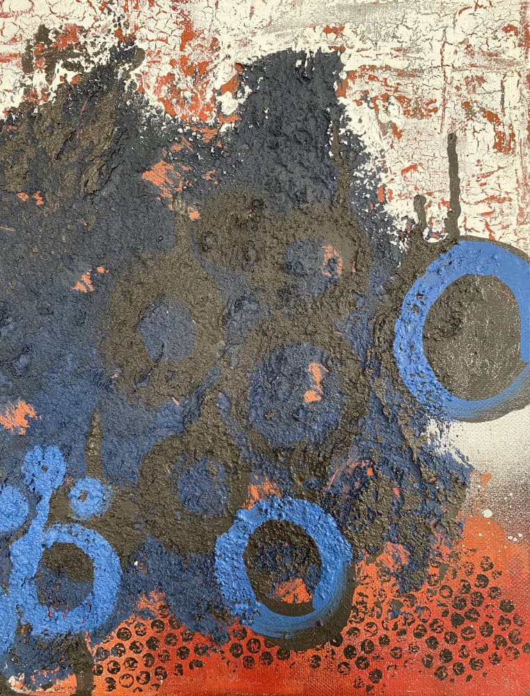 Textured Abstract Blue Circles by Berit Pihl — canvas wall art