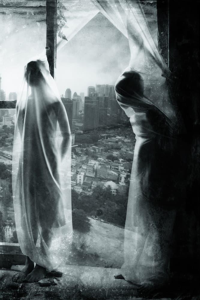 Veiled Figures City View by Hari Sulistiawan — canvas wall art