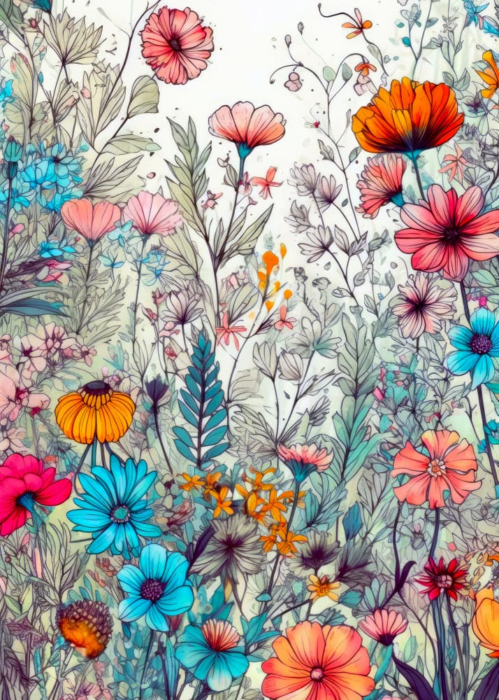 Vibrant Floral Meadow by Justyna Jaszke — canvas wall art