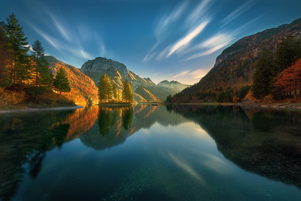 Autumn Mountain Lake Reflection by Krzysztof Browko — canvas wall art