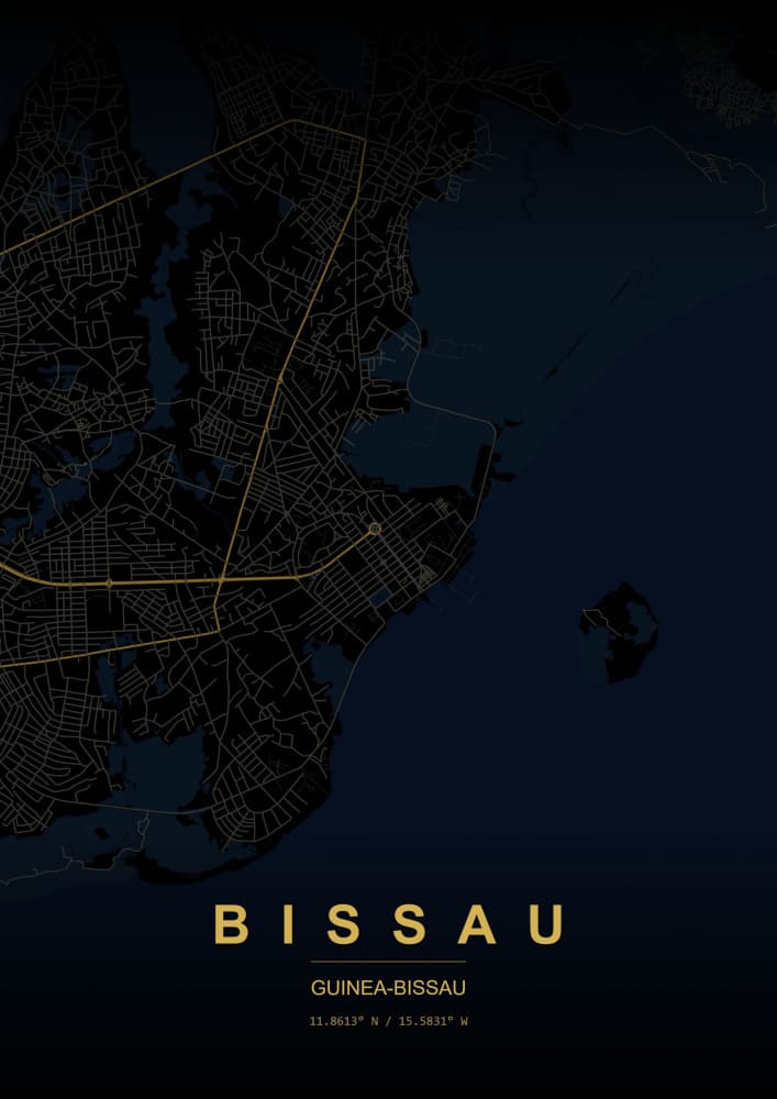 Bissau Night Map by HUGO — canvas wall art