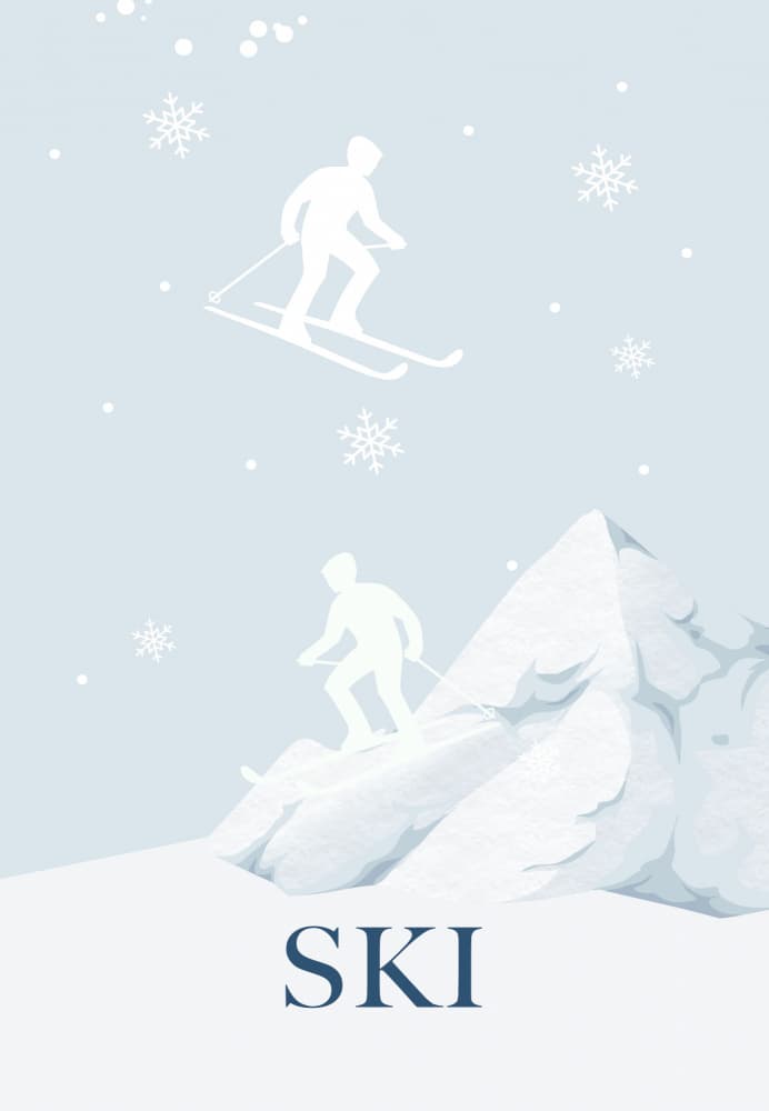Snowy Mountain Skiing by Elizabeth C — canvas wall art
