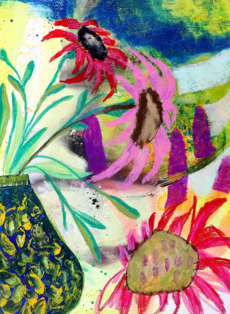 Vibrant Abstract Flowers by POOVI ART — canvas wall art