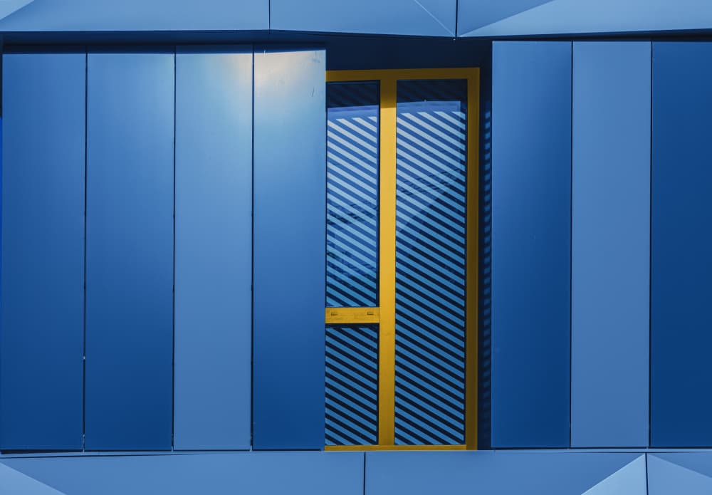 Geometric Blue Window by Jois Domont ( J.L.G.) — canvas wall art