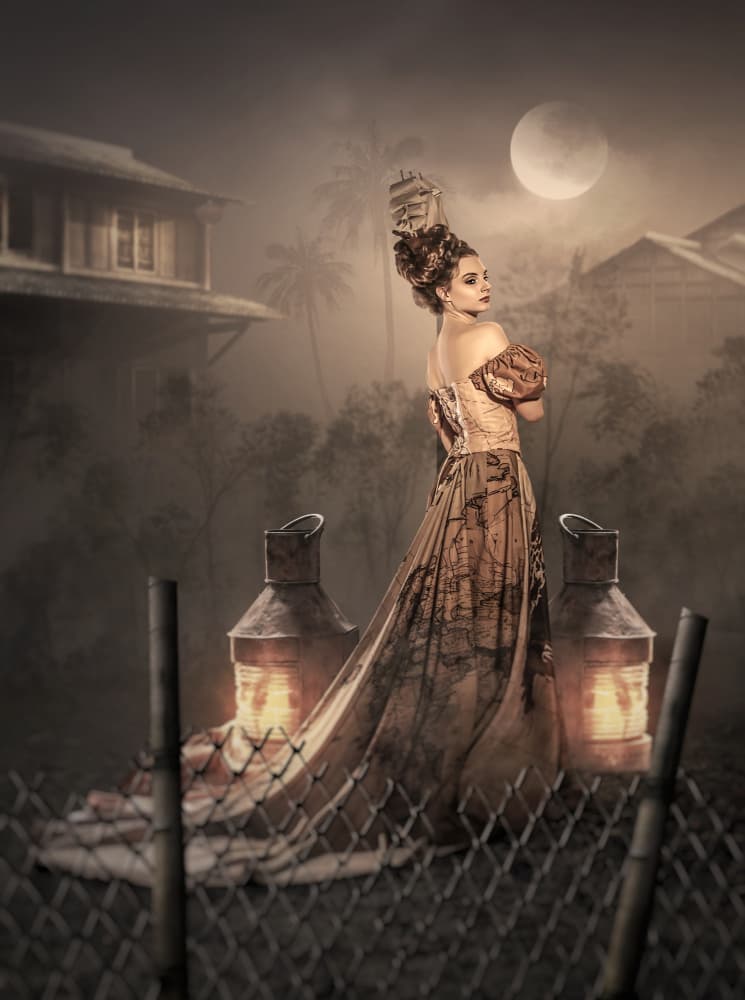 Dreamy Map Dress Vision by Ajar Setiadi — canvas wall art