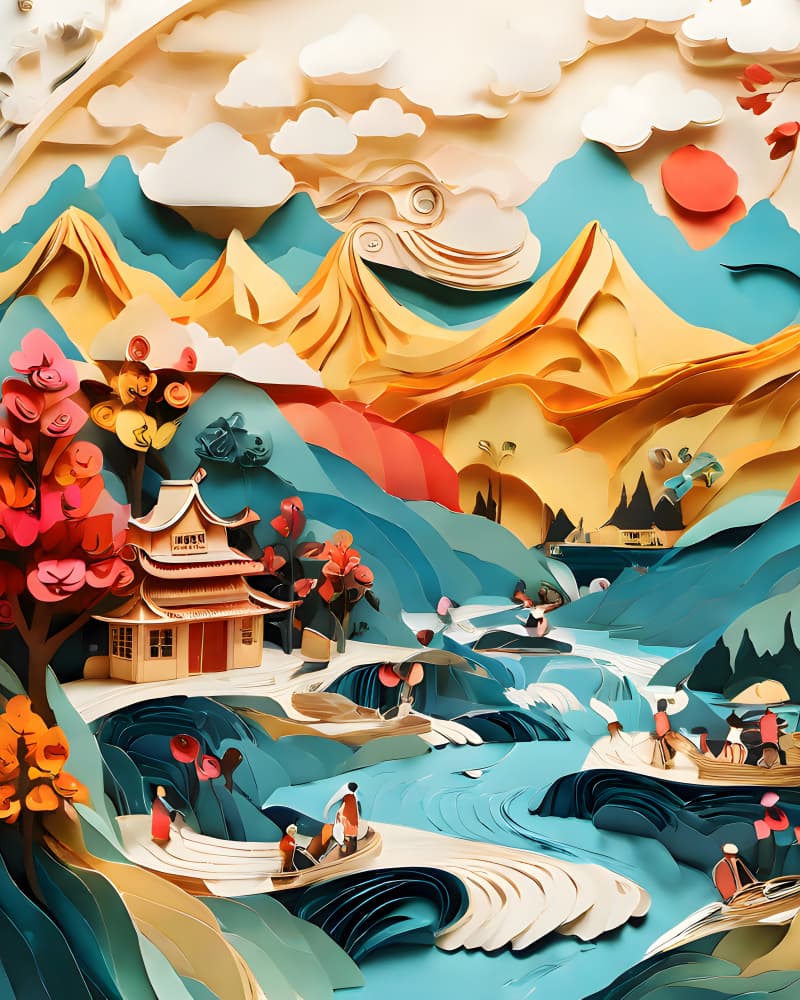 Serene Asian Paper Landscape by Kintsugi99 — canvas wall art