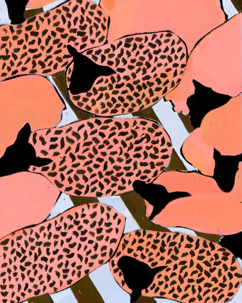 Pink Spotted Sheep Pattern by Uma Gokhale — canvas wall art